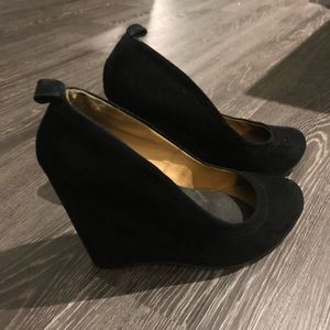 Suede Round Toe Wedges